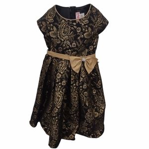 Good Girl USA Black Golden Floral Party Dress, Size 6